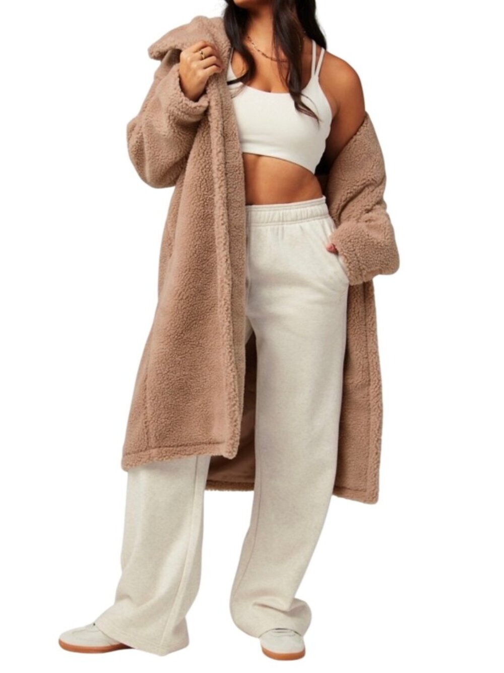 Fabletics Teddy Long Coat Size S In Waffle Cone